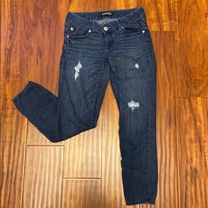 Express low rise, ankle length jean leggings